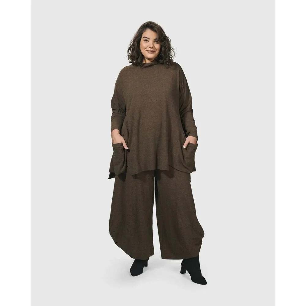 NEW Alembika Essential Toned Up Pull On Punto Pants Brown Womens 4-6